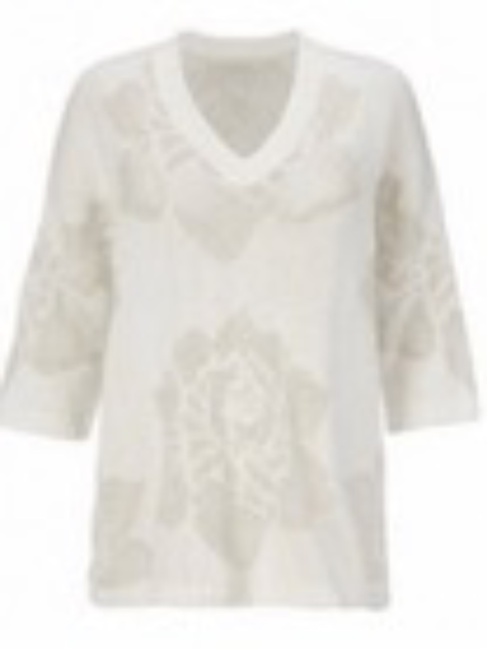 Cabi Lotus Flower Cream Knit Pullover Sweater Style 5828